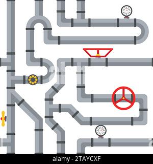 Ware pipes system seamless pattern. Vector illustration Stock Vector