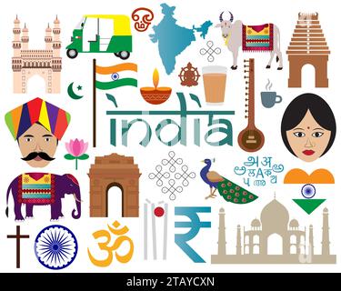 sets of Culture of India vector illustration Stock Vector