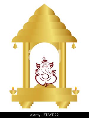 illustration of a Hindu God Vinayaha Ganapati Golden house Stock Vector