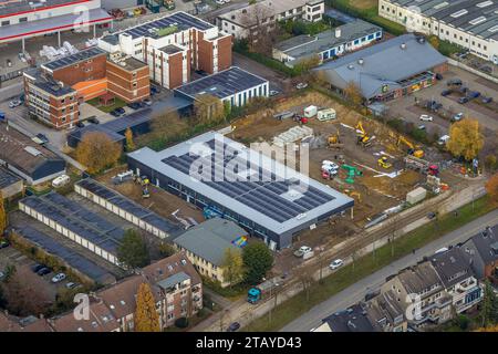 Aerial view, Buersche Straße shopping center, Aldi supermarket with
