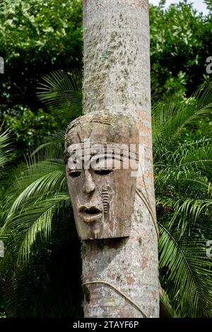 Costa Rica Local art sculpture masks Stock Photo