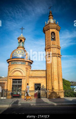 La Triana market in Seville Spain entrance tower Stock Photo