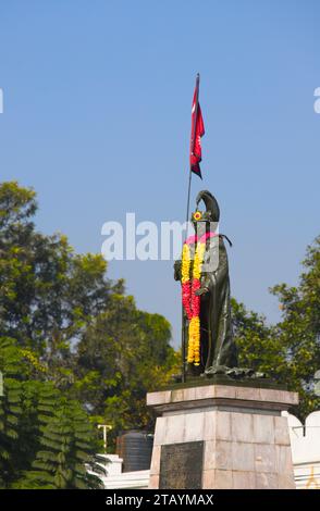 Nepal, Kathmandu, King Mahendra statue, Stock Photo