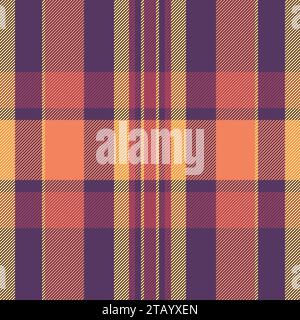 Check seamless pattern of plaid tartan fabric with a texture background textile vector in red and purple colors. Stock Vector