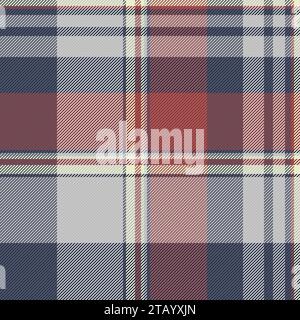 Tartan seamless pattern of plaid texture textile with a background check fabric vector in red and dark colors. Stock Vector