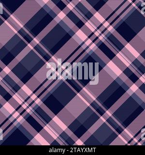 Texture background pattern of plaid fabric check with a tartan textile seamless vector in dark and blue colors. Stock Vector