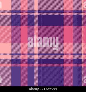 Background textile vector of tartan plaid fabric with a pattern texture check seamless in violet and red colors. Stock Vector