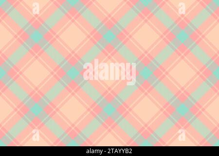 Fabric seamless plaid of vector tartan pattern with a check textile texture background in light and red colors. Stock Vector