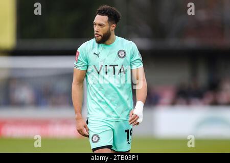 Aldershot, UK. 03rd Dec, 2023. Stockport County forward Kyle Wootton (19) during the Aldershot Town FC v Stockport County FC Emirates FA Cup 2nd Round match at The EBB Stadium, Aldershot, England, United Kingdom on 3 December 2023 Credit: Every Second Media/Alamy Live News Stock Photo