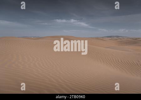 Tengri Desert in the Inner Mongolia Autonomous Region in China. Sunset picture with copy space for text Stock Photo