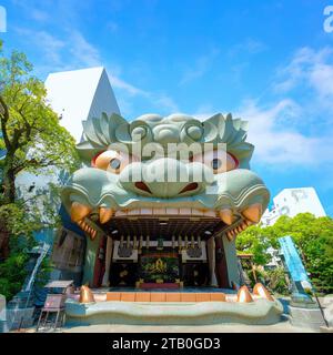 Namba Yasaka-jinja one of Osaka’s most distinctive places of worship with gigantic lion head-shape building with huge open mouth that swallows evil sp Stock Photo