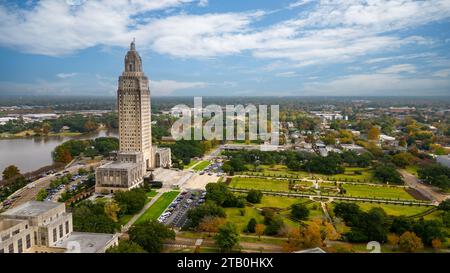 Baton Rouge, LA - December 1, 2023: The Louisiana State Capitol Building in Downtown Baton Rouge Stock Photo