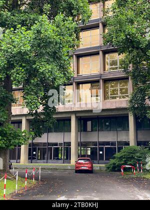 Ivrea, Italy - August 10th 2023, Nuovo Palazzo Uffici Olivetti details and views by Gino Valle in Ivrea , Piedmont Italy now TIM offices Stock Photo