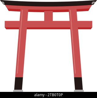 Simple torii gate illustration. Gate at the entrance of a shrine. Japanese historical gate. Stock Vector