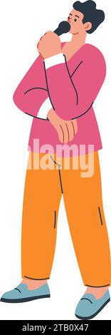 Master of ceremony, man with microphone at party Stock Vector