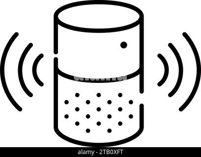 Speaker and waves. Listening to music. Pixel perfect, editable stroke Stock Vector