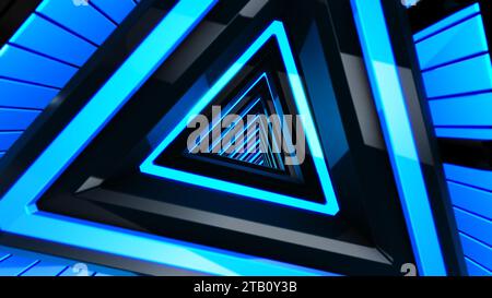 Hi-tech Abstract Triangular Glowing Tunnel Stock Photo