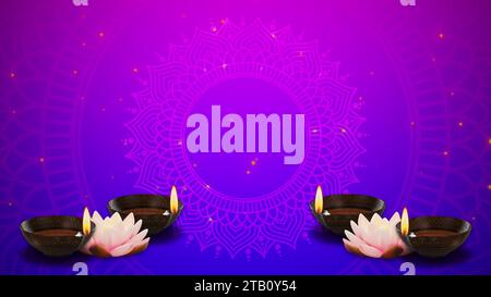 Rangoli decoration with Diya or fireworks Stock Photo