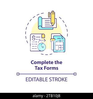 Complete tax form multi color concept icon Stock Vector