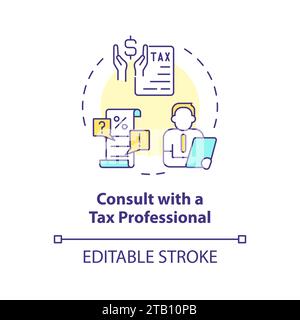 Consult with tax professional multi color concept icon Stock Vector