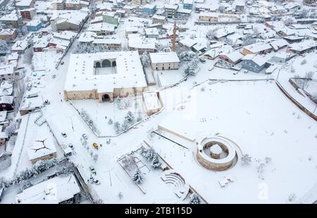 Exterior view of Saltukid caravanserai,12th century complex of buildings built by Saltukid female ruler Melike Mama Hatun,Tercan,Erzincan,Turkey. Stock Photo