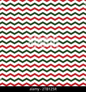 Christmas pattern chevron design wallpaper. Red, green and beige color zigzag pattern. Stock Vector