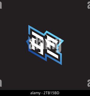 HF initial gaming team, youtube, twitch and clipart stock illustration logo Stock Vector