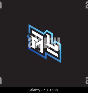 ML initial gaming team, youtube, twitch and clipart stock illustration logo Stock Vector