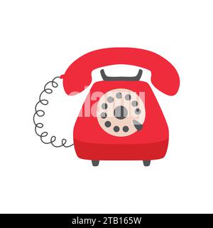 Old vintage red phone vector. Retro telephone icon isolated. Stock Vector