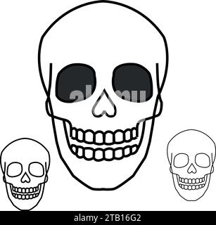 Skull Front Line Art stock illustration Stock Vector