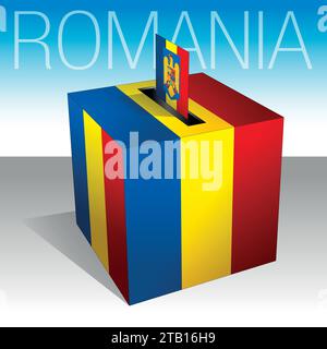 Romania, European Union, ballot box, flags and symbols, vector illustration Stock Vector