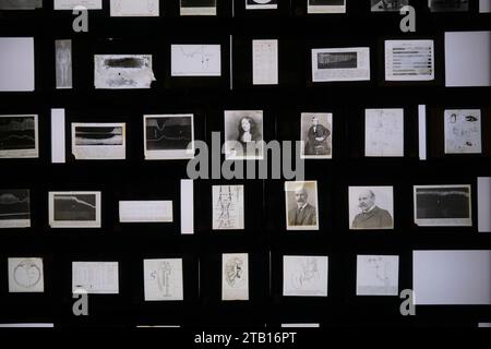 Detail of a series of small photographs depicting old doctors, drawings, x-rays, medical procedure diagrams. Part of the Siriraj Piyamaharajkarun Hosp Stock Photo