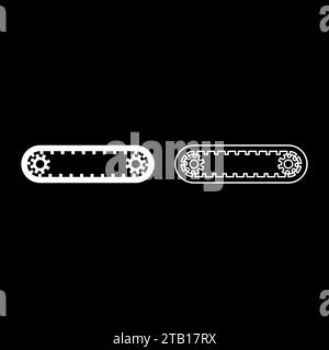 Strap for engine toothed drive belt for gears cambelt timing gas distribution mechanism set icon white color vector illustration image simple solid Stock Vector