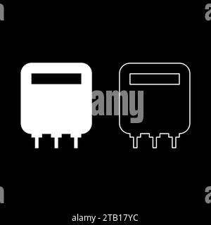 Electric meter home electricity power counts energy measuring consumption equipment set icon white color vector illustration image simple solid fill Stock Vector
