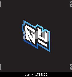 NU initial gaming team, youtube, twitch and clipart stock illustration logo Stock Vector