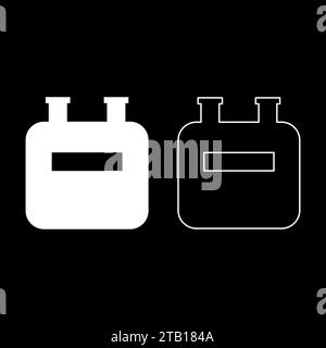 Gas meter account set icon white color vector illustration image simple solid fill outline contour line thin flat style Stock Vector