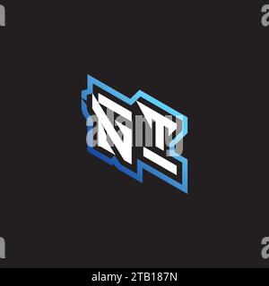 NT initial gaming team, youtube, twitch and clipart stock illustration logo Stock Vector