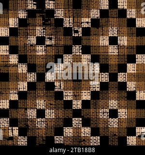 Grunge brown and beige mosaic with squares, geometric pattern Stock Vector
