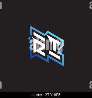 RT initial gaming team, youtube, twitch and clipart stock illustration logo Stock Vector