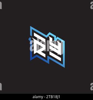 RY initial gaming team, youtube, twitch and clipart stock illustration logo Stock Vector