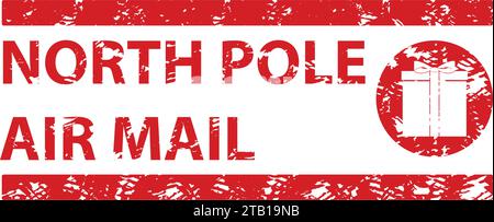 North pole air mail rubber stamp for post office new year and christmas. Vector of post christmas office, claus santa, postmark illustration Stock Vector