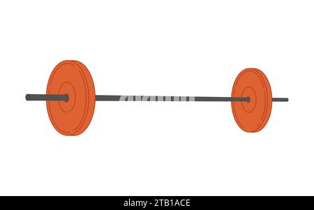 Barbell with weights vector illustration. Crossfit objects set. Gym equipment flat design. Collection on sport theme. Ideal for sport guide Stock Vector