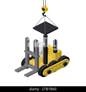 Forklift construction concept on white background. Vector Stock Vector