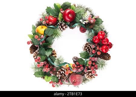 Christmas Wreath, Christmas Home Decoration, Cut Out,  Isolated on White Background Stock Photo