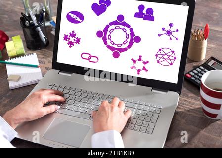 Friendship concept shown on a laptop screen Stock Photo