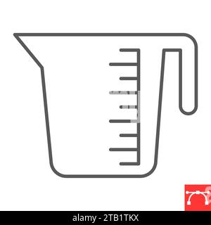 Measuring cup line icon, kitchen and kitchenware, measuring cup vector icon, vector graphics, editable stroke outline sign, eps 10 Stock Vector