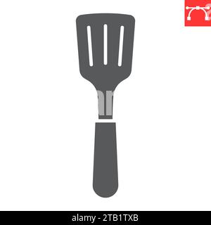 Slotted turner glyph icon, kitchen and kitchenware, slotted spatula vector icon, vector graphics, editable stroke solid sign, eps 10 Stock Vector