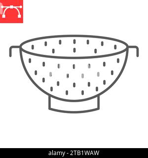 Colander line icon, kitchen and strainer, colander vector icon, vector graphics, editable stroke outline sign, eps 10 Stock Vector