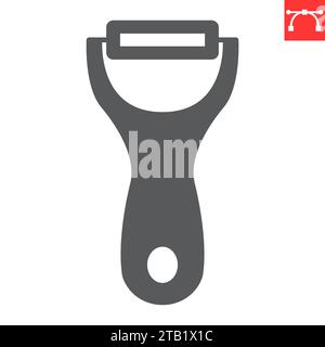 Peeler glyph icon, kitchen and kitchenware, potato peeler vector icon, vector graphics, editable stroke solid sign, eps 10 Stock Vector