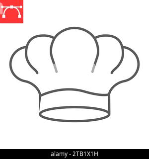 Chef hat line icon, kitchen and cook, chef hat vector icon, vector graphics, editable stroke outline sign, eps 10 Stock Vector